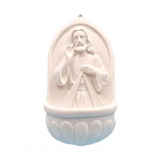 Kropielnica z wizerunkiem Jezusa Miłosiernego – biała - włoska Kropielnica z wizerunkiem Jezusa Miłosiernego – biała - włoska