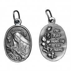 Medalik srebrny oksydowany Św. Rita